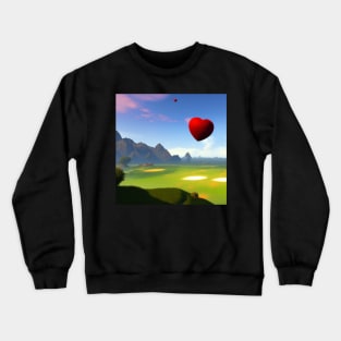 Valentine Wall Art - Two hearts flying - Unique Valentine Fantasy Planet Landsape - Photo print, canvas, artboard print, Canvas Print and T shirt Crewneck Sweatshirt